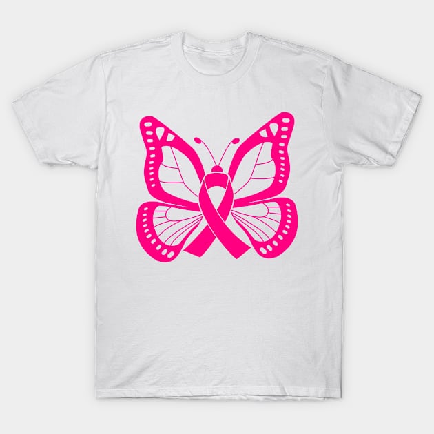 Hot Pink Butterfly Awareness Ribbon T-Shirt by FanaticTee